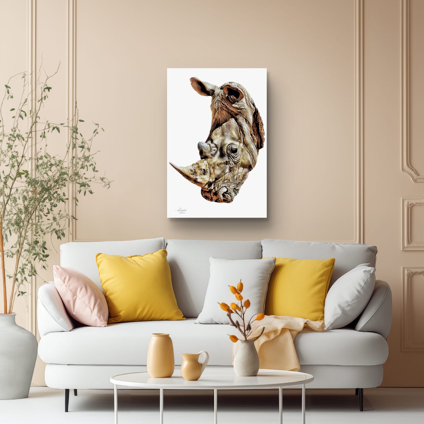 Rhino Satin Stretched Canvas Print