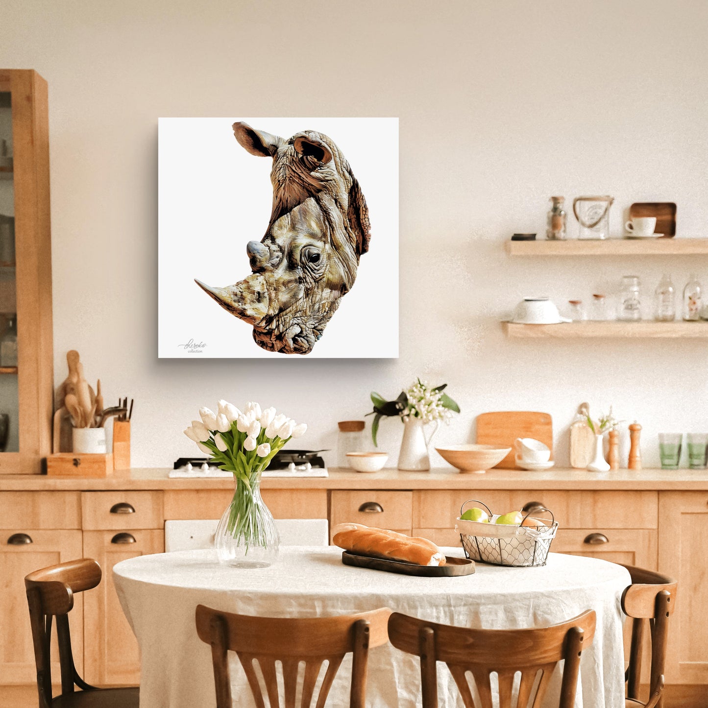 Rhino Satin Stretched Canvas Print