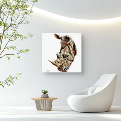 Rhino Satin Stretched Canvas Print