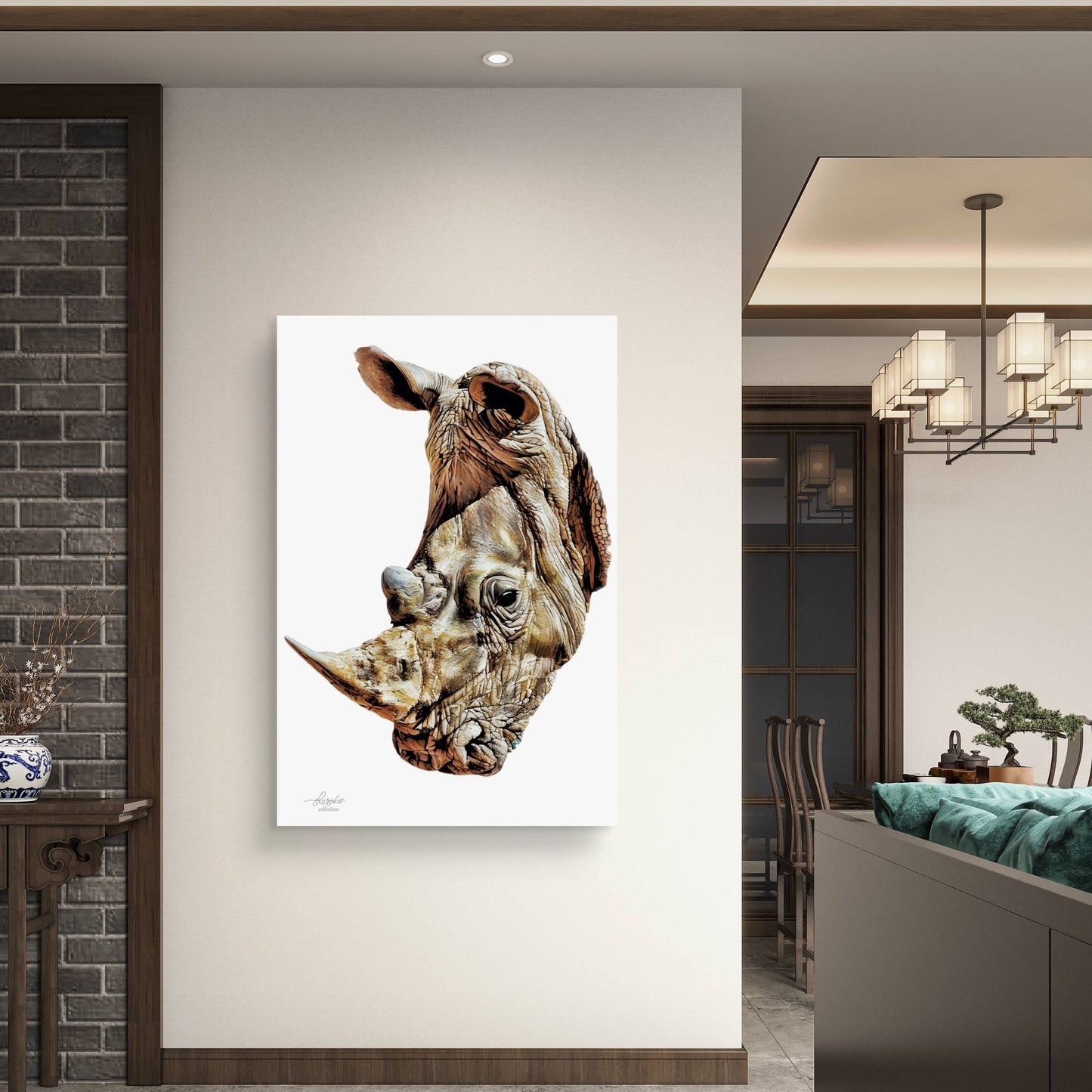 Rhino Satin Stretched Canvas Print