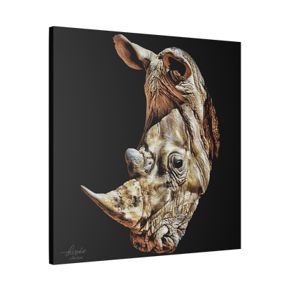 Rhino Satin Stretched Black Canvas Print
