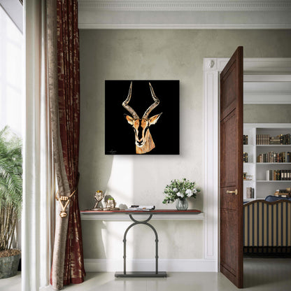 Impala Satin Stretched Black Canvas Print