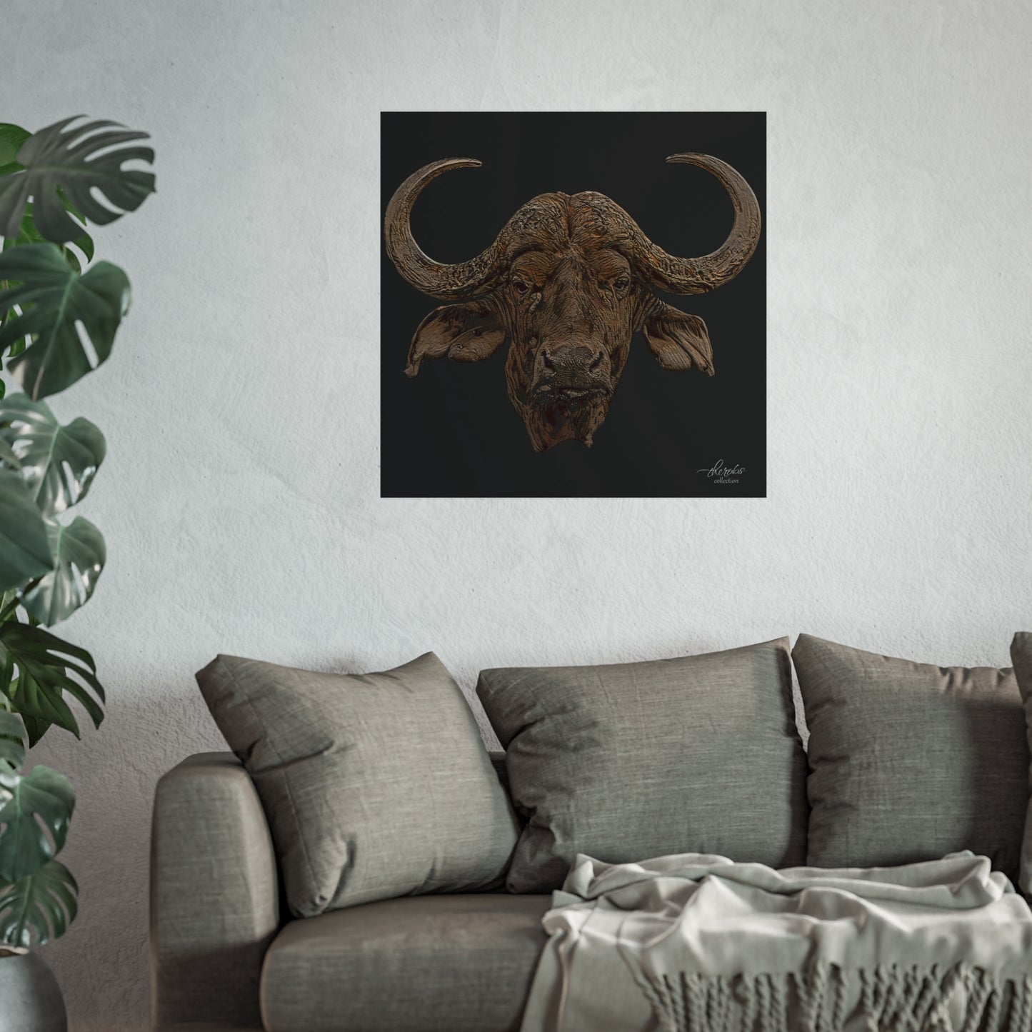 Cape Buffalo Fine Art Giclée Black Poster