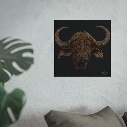 Cape Buffalo Fine Art Giclée Black Poster