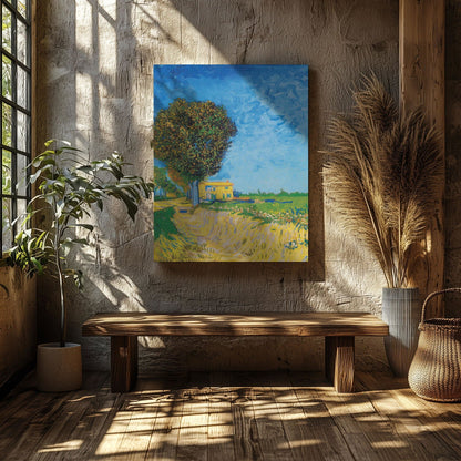 Avenue at Arles with Houses - Vincent van Gogh - Framed Canvas Wall Art Print-2