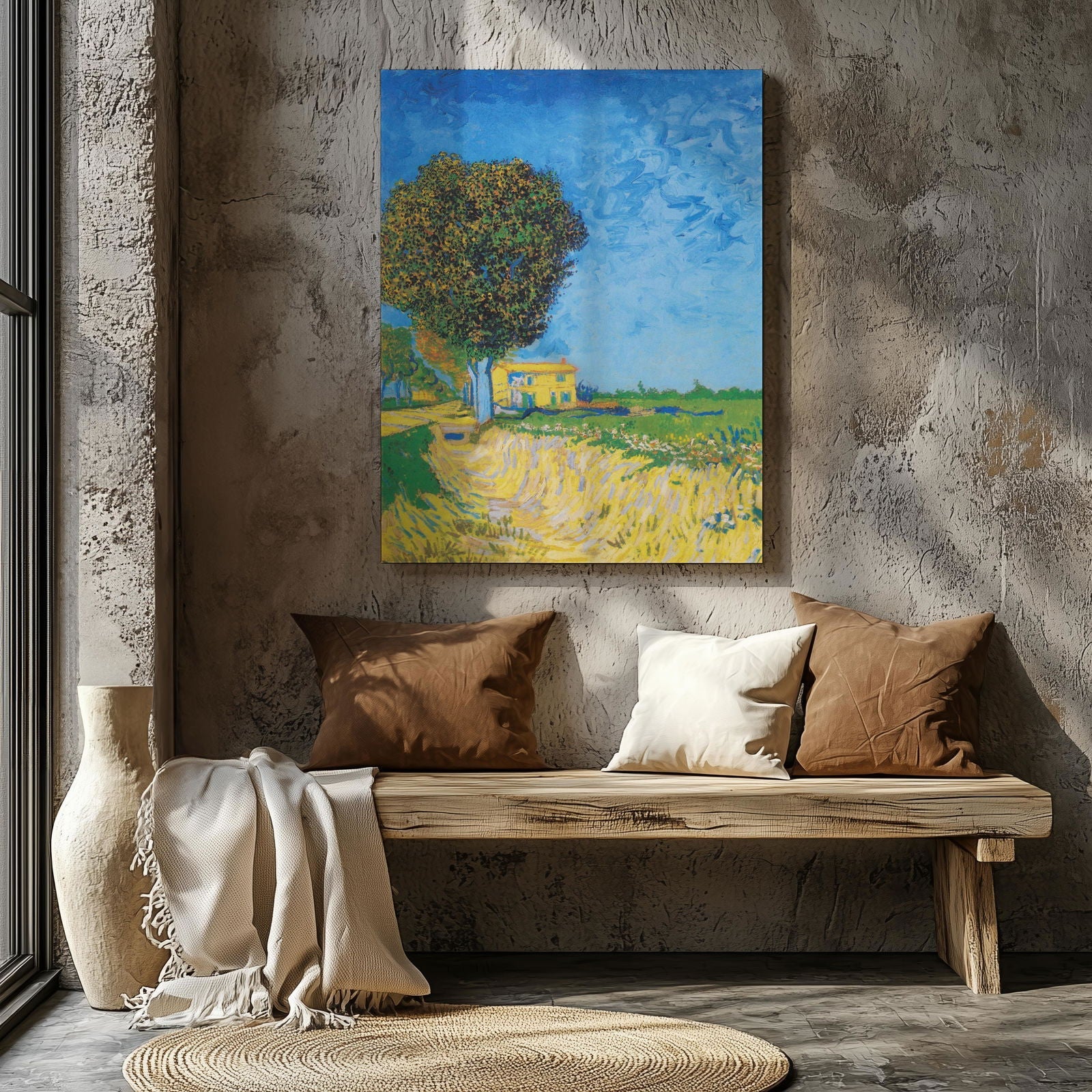 Avenue at Arles with Houses - Vincent van Gogh - Framed Canvas Wall Art Print-4