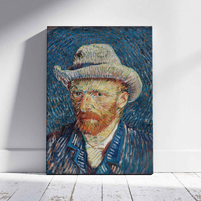 Self Portrait with Grey Felt Hat - Vincent van Gogh - Framed Canvas Wall Art Print-0