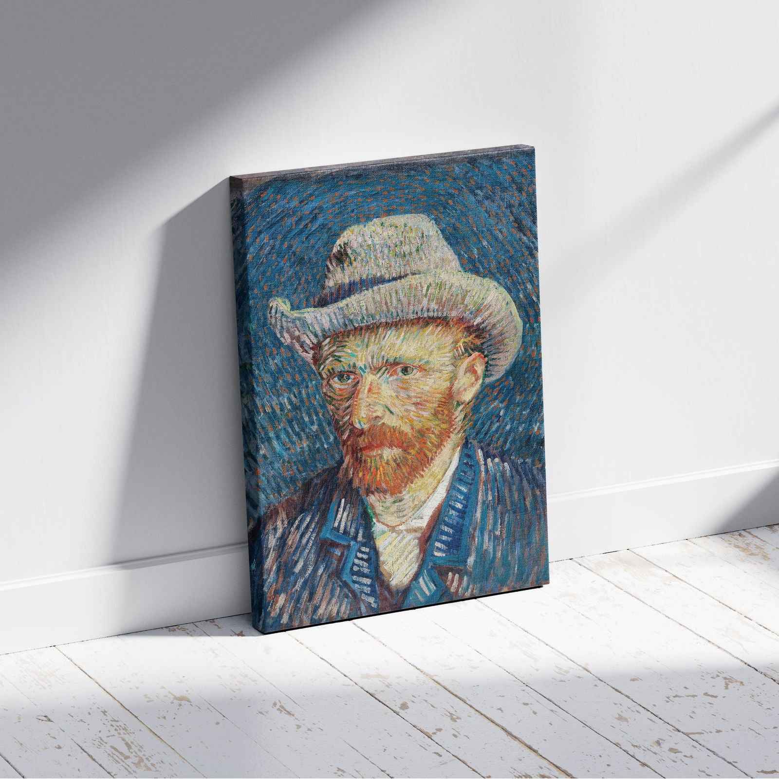 Self Portrait with Grey Felt Hat - Vincent van Gogh - Framed Canvas Wall Art Print-2