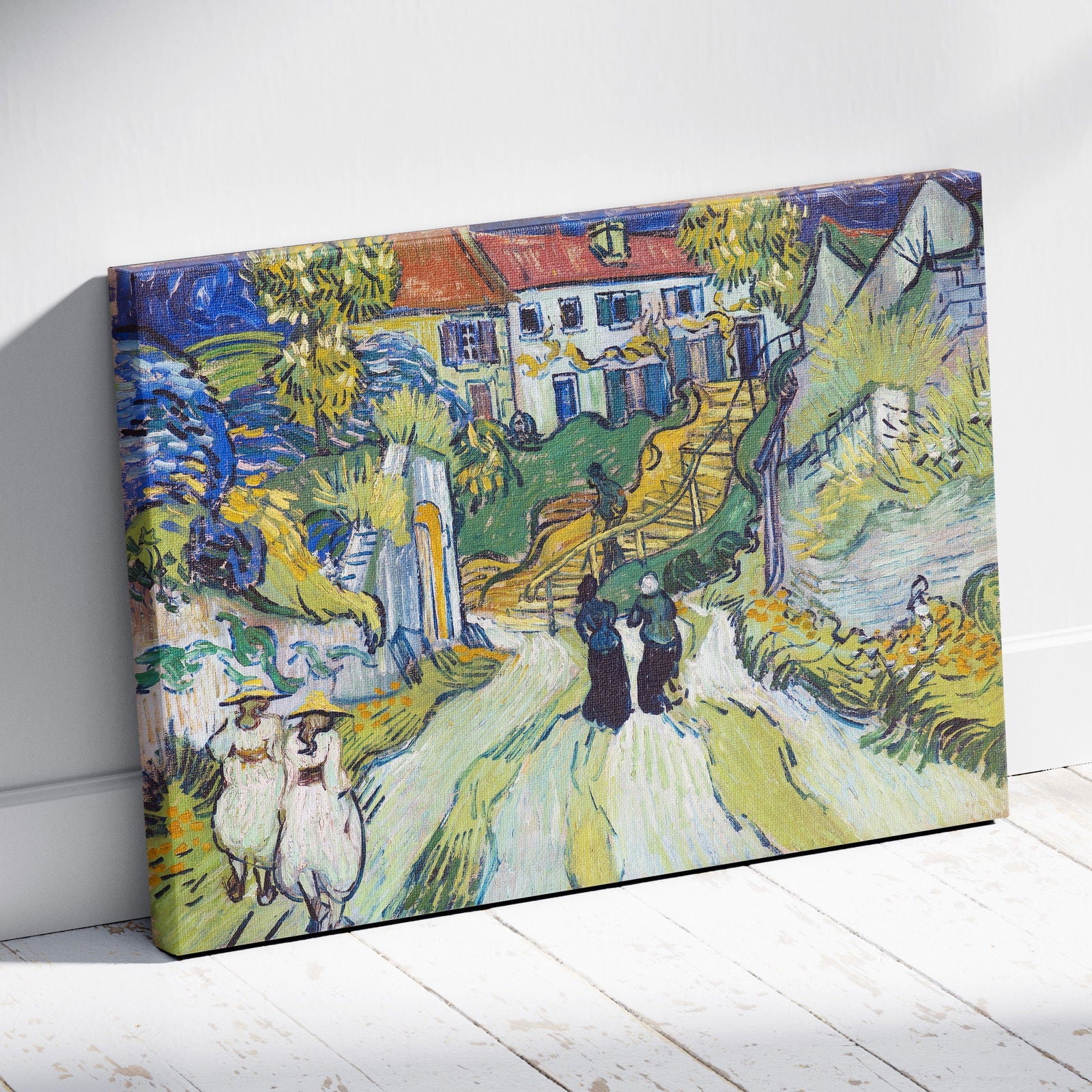 Stairway at Auvers - Vincent van Gogh - Framed Canvas Wall Art Print-4