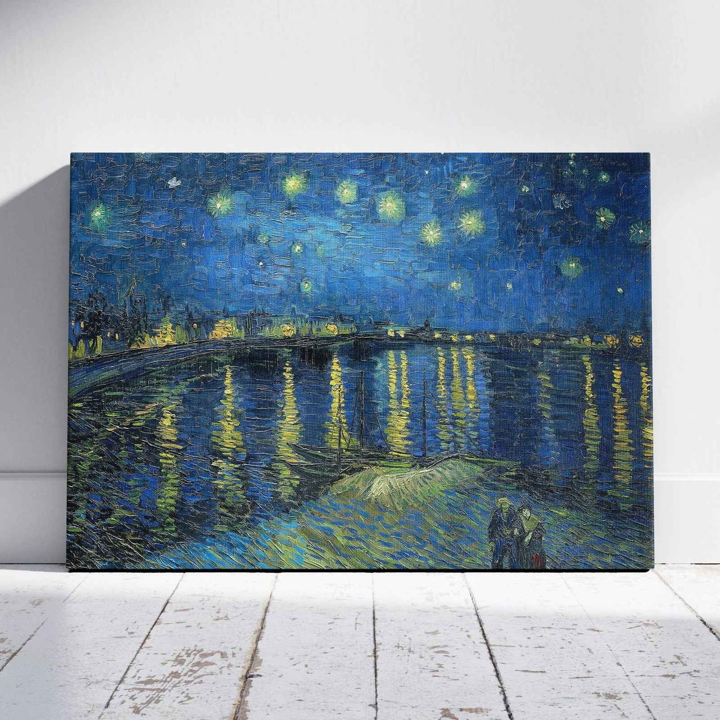 Starry Night Over the Rhone - Vincent van Gogh - Framed Canvas Wall Art Print-0