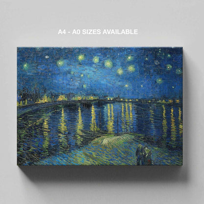Starry Night Over the Rhone - Vincent van Gogh - Framed Canvas Wall Art Print-4