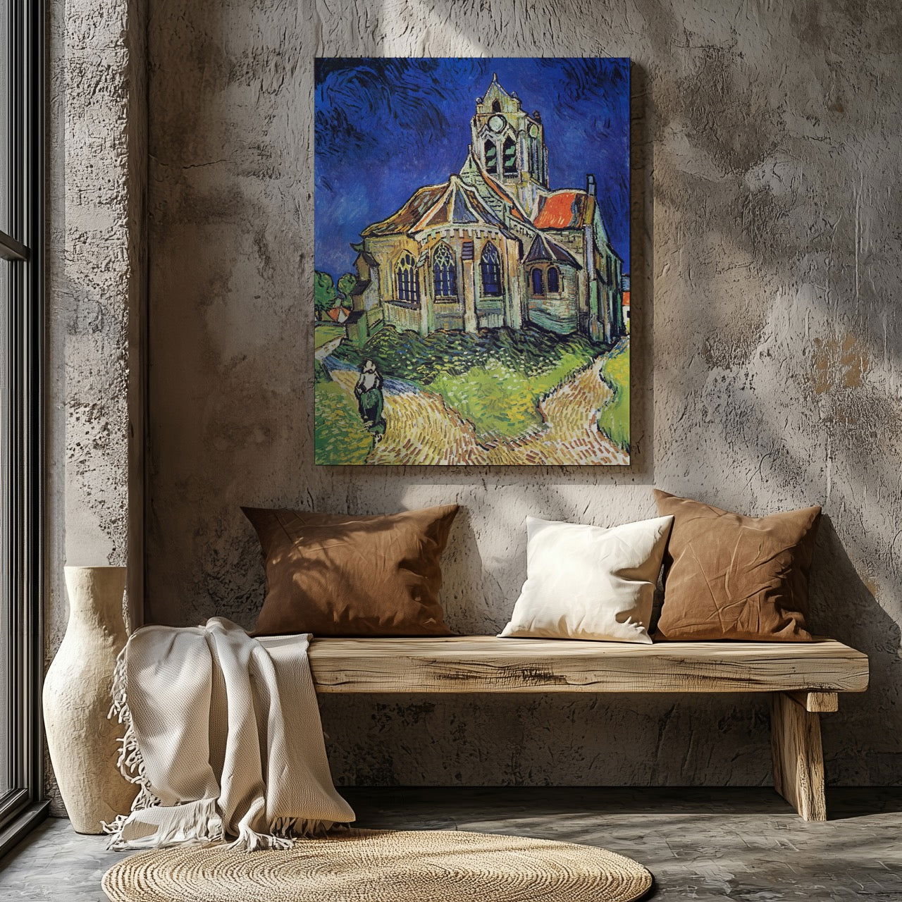 The Church at Auvers - Vincent van Gogh - Framed Canvas Wall Art Print-1