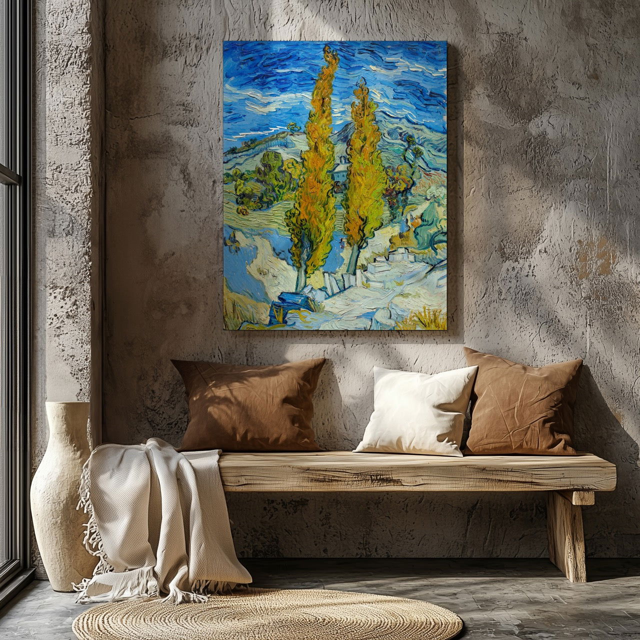 The Poplars at Saint-Remy - Vincent van Gogh - Framed Canvas Wall Art Print-2