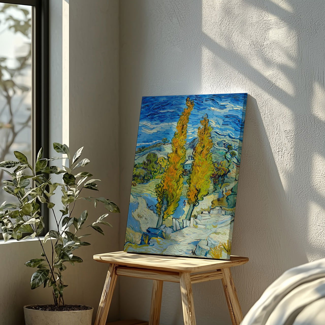 The Poplars at Saint-Remy - Vincent van Gogh - Framed Canvas Wall Art Print-3