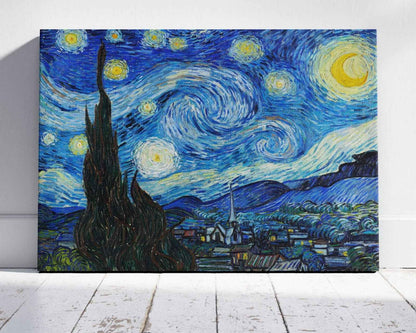 The Starry Night - Vincent van Gogh - Framed Canvas Wall Art Print-0
