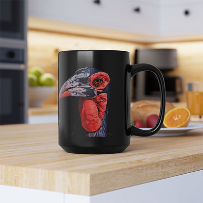 African Hornbill 15oz Black Ceramic Coffee Mug - HD Printing