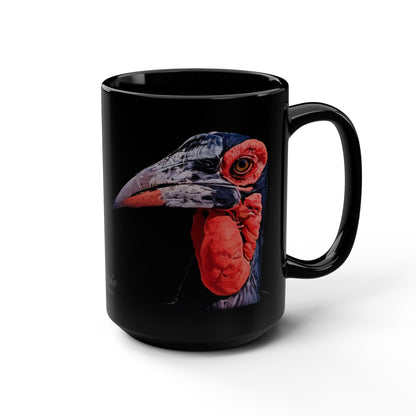 African Hornbill 15oz Large Black Ceramic Mug - HD Printing