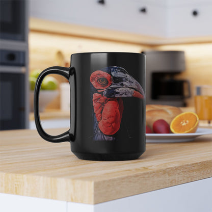 African Hornbill 15oz Large Black Ceramic Mug - HD Printing