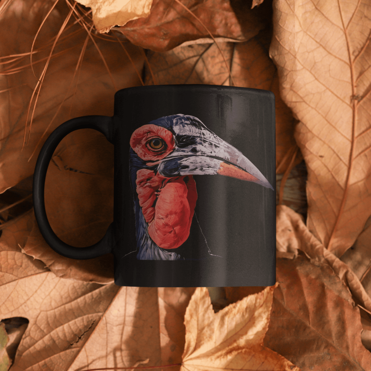 African Hornbill 15oz Large Black Ceramic Mug - HD Printing
