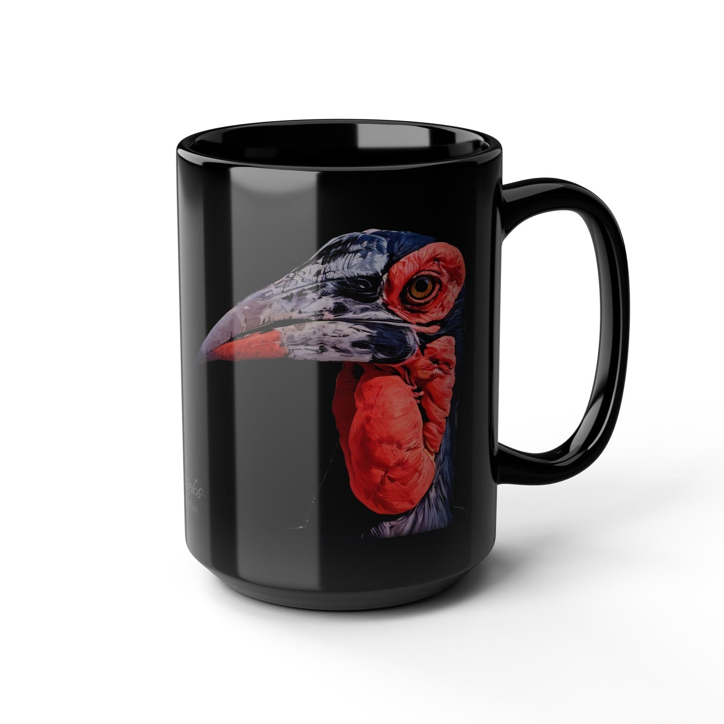 African Hornbill 15oz Large Black Ceramic Mug - HD Printing