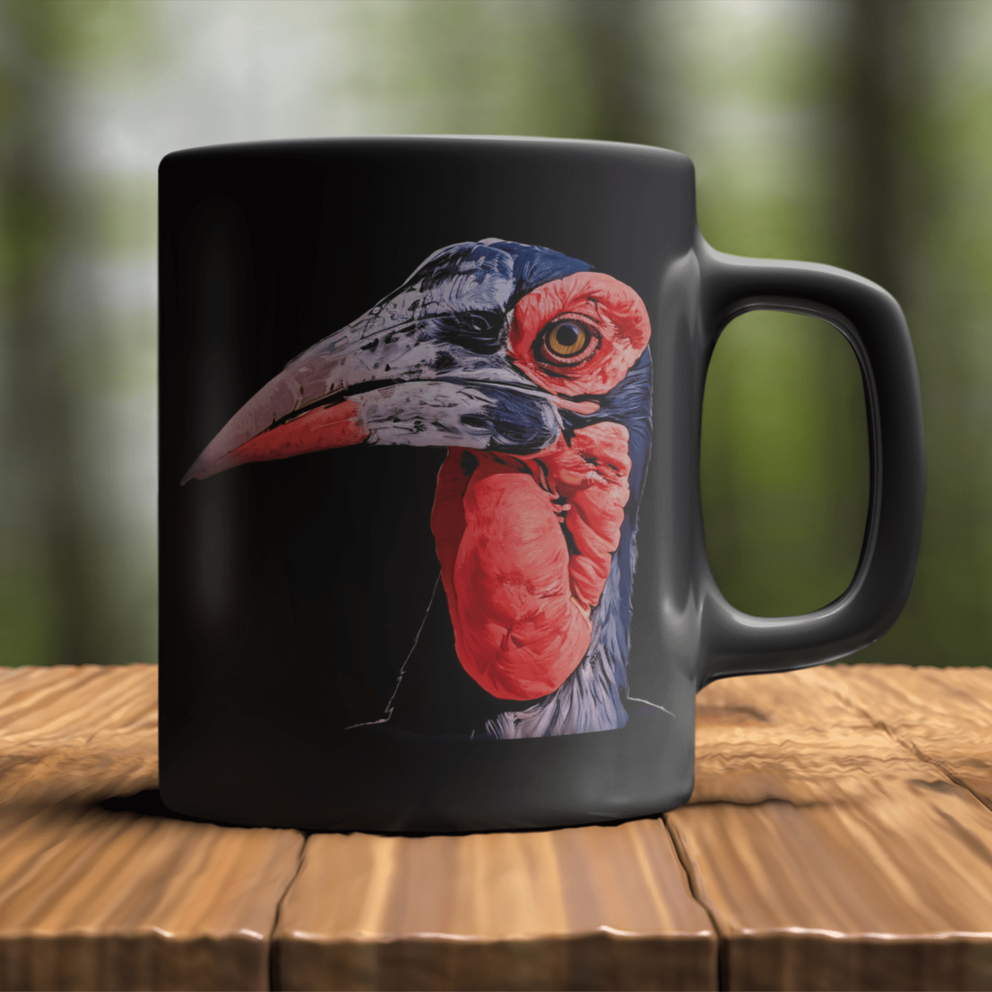 African Hornbill 15oz Large Black Ceramic Mug - HD Printing
