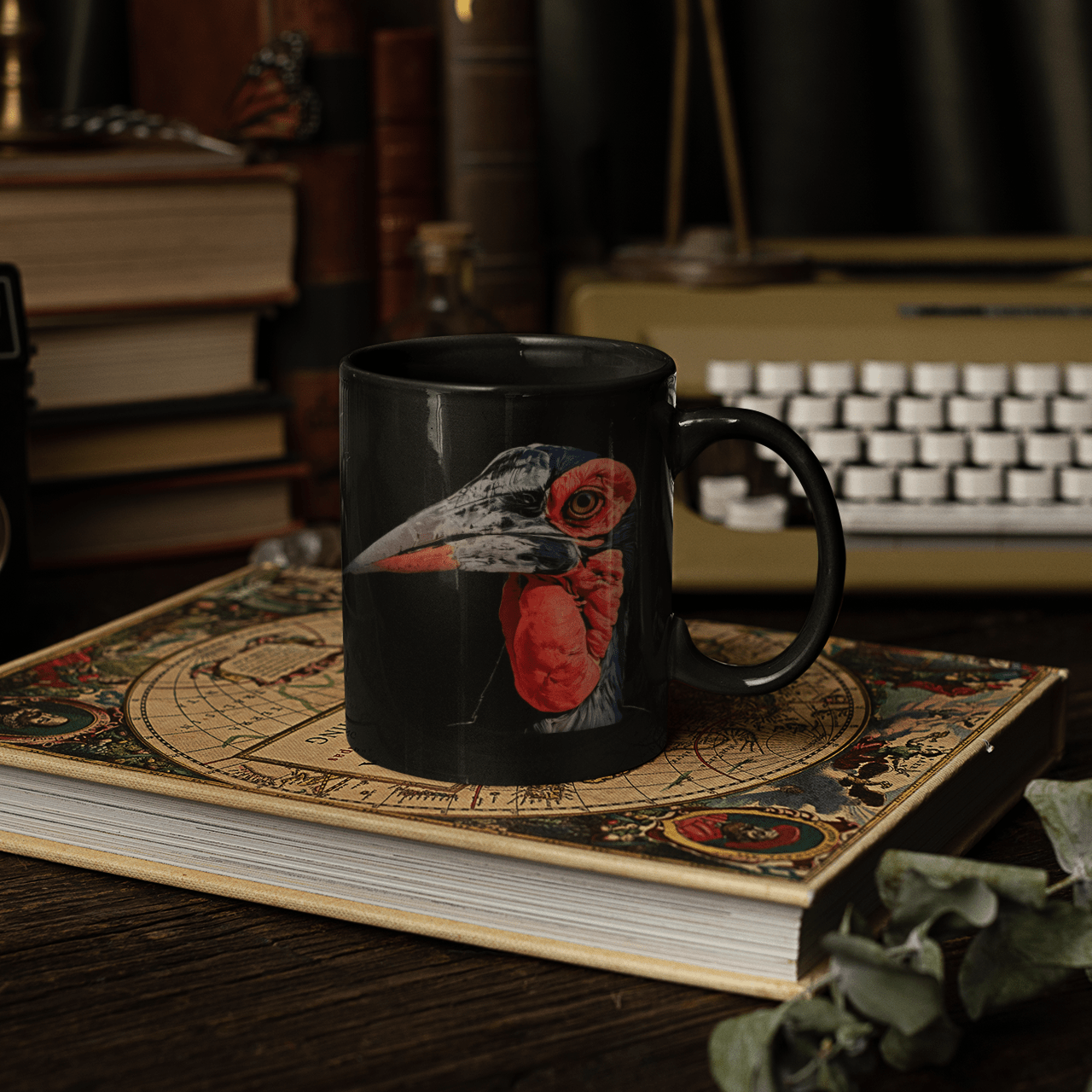 African Hornbill 15oz Large Black Ceramic Mug - HD Printing