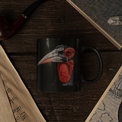 African Hornbill 15oz Large Black Ceramic Mug - HD Printing