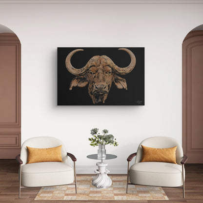 Buffalo Satin Stretched Black Canvas Print - HD Printing