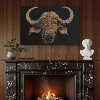 Buffalo Satin Stretched Black Canvas Print - HD Printing