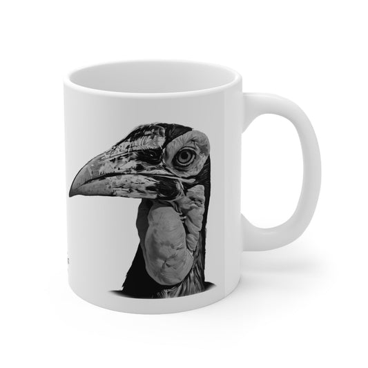 B&W African Hornbill Ceramic 11oz Mug - HD Printing