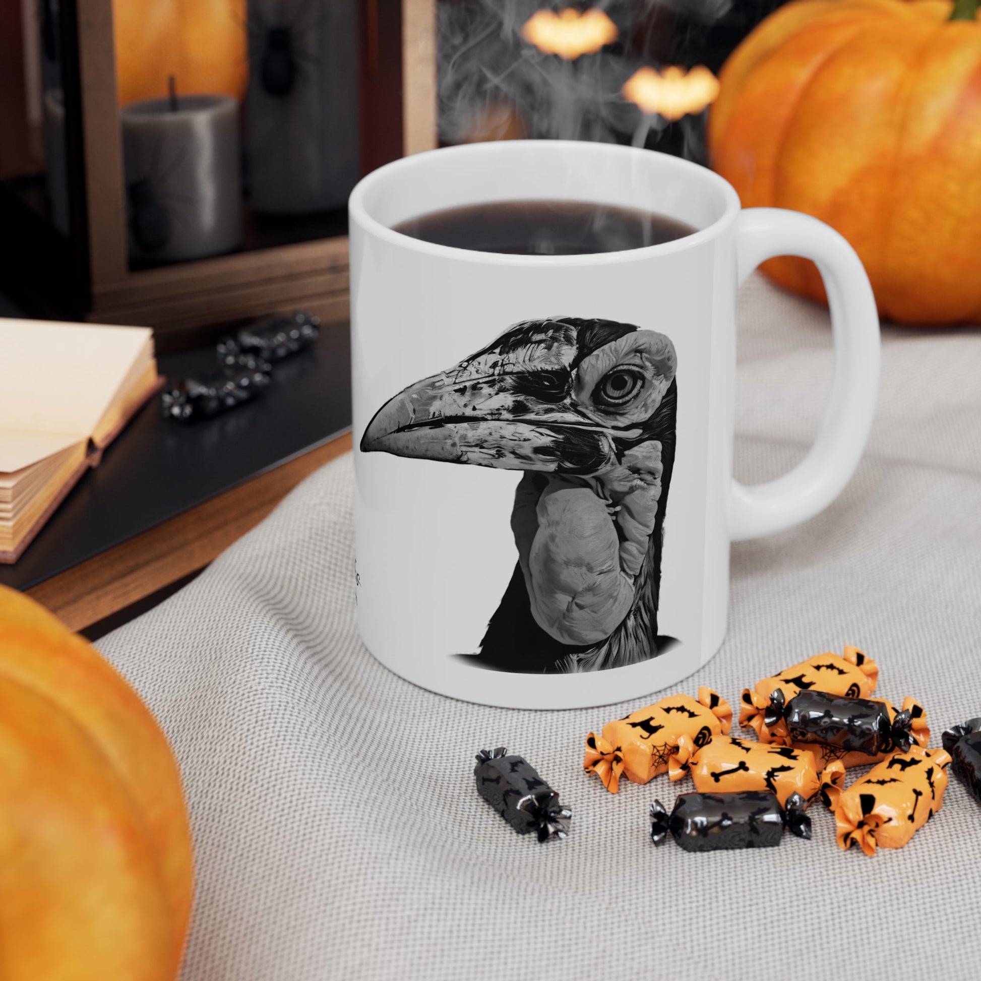 B&W African Hornbill Ceramic 11oz Mug - HD Printing