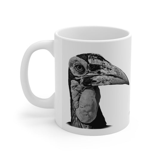 B&W African Hornbill Ceramic 11oz Mug - HD Printing