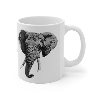 B&W Elephant White Ceramic 11oz Mug - HD Printing