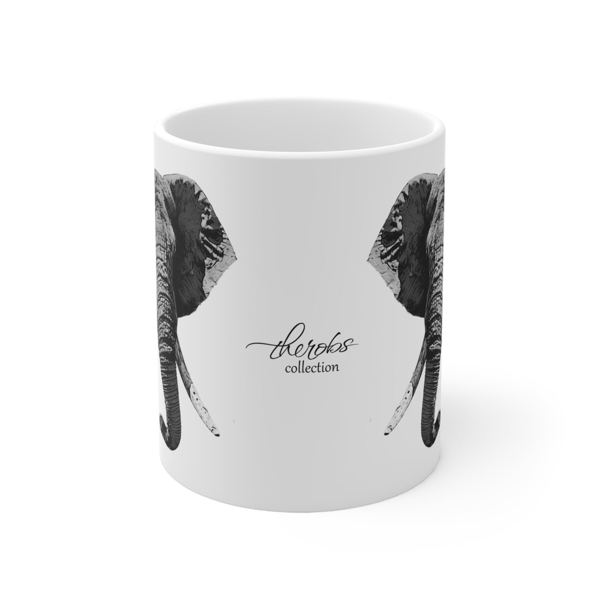 B&W Elephant White Ceramic 11oz Mug - HD Printing