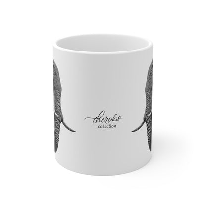 B&W Elephant White Ceramic 11oz Mug II - HD Printing