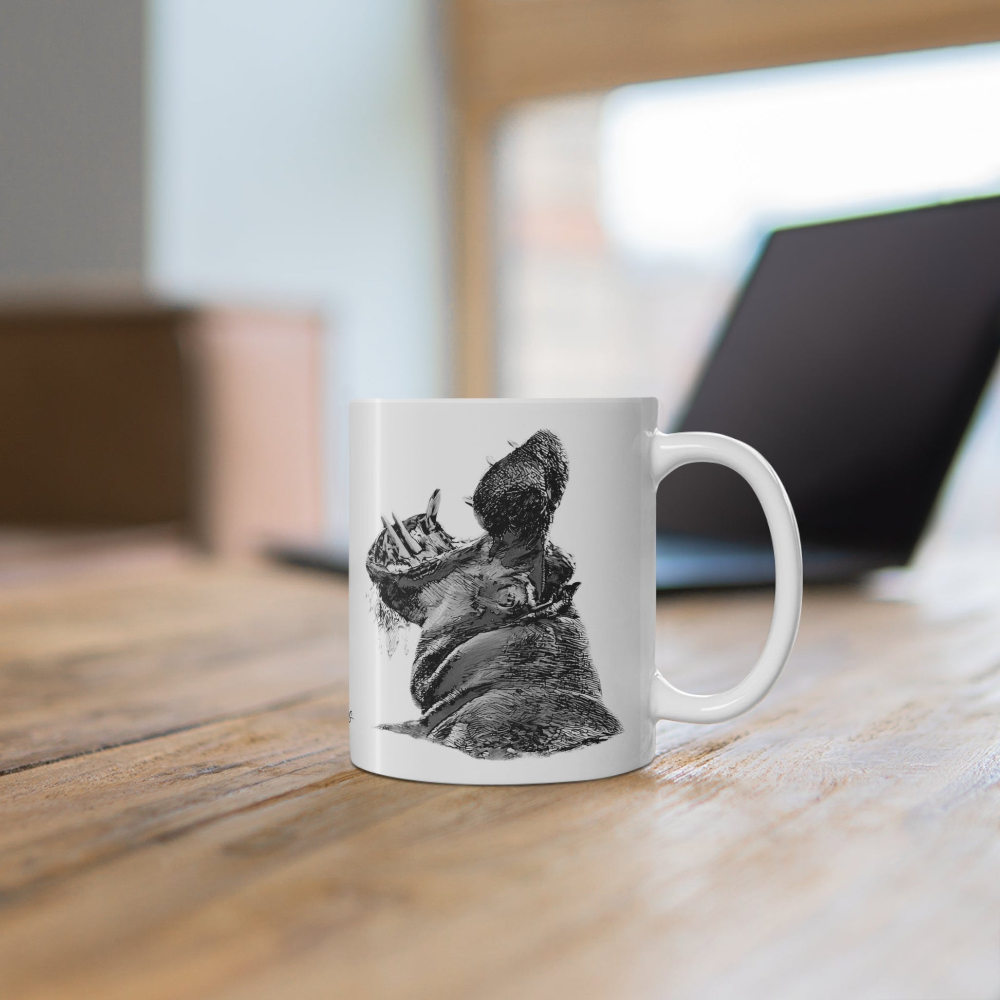 B&W Hippo White Ceramic 11oz Mug - HD Printing