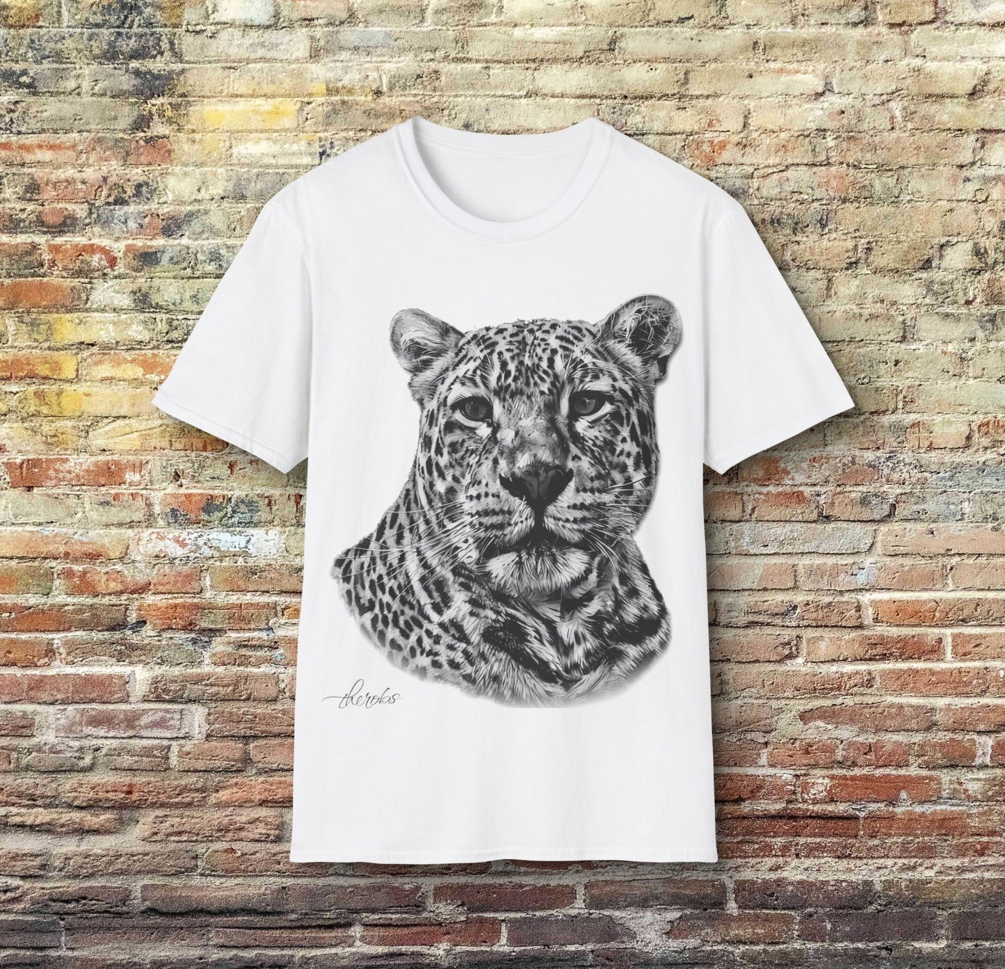 B&W Leopard Cotton Unisex T-Shirt II - HD Printing