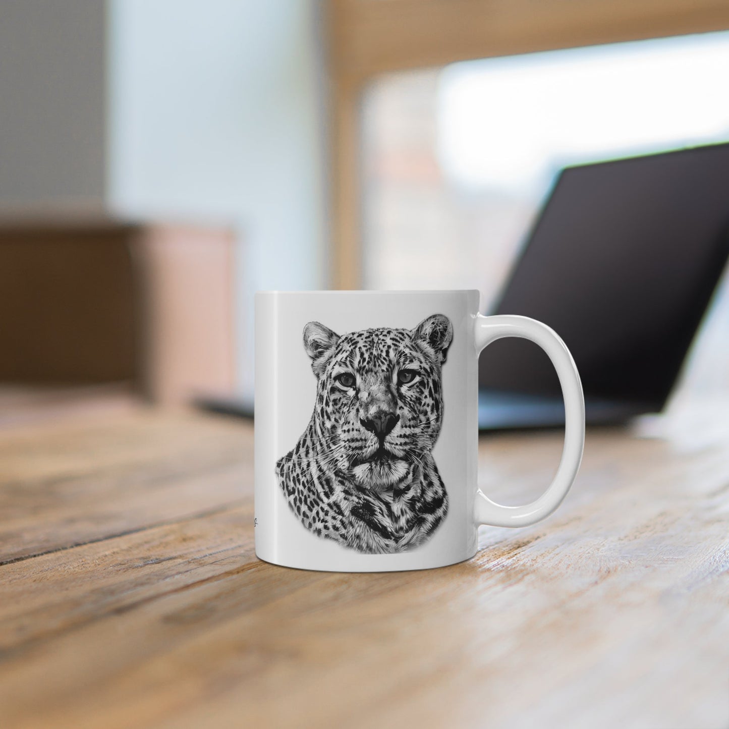 B&W Leopard White Ceramic 11oz Mug II - HD Printing