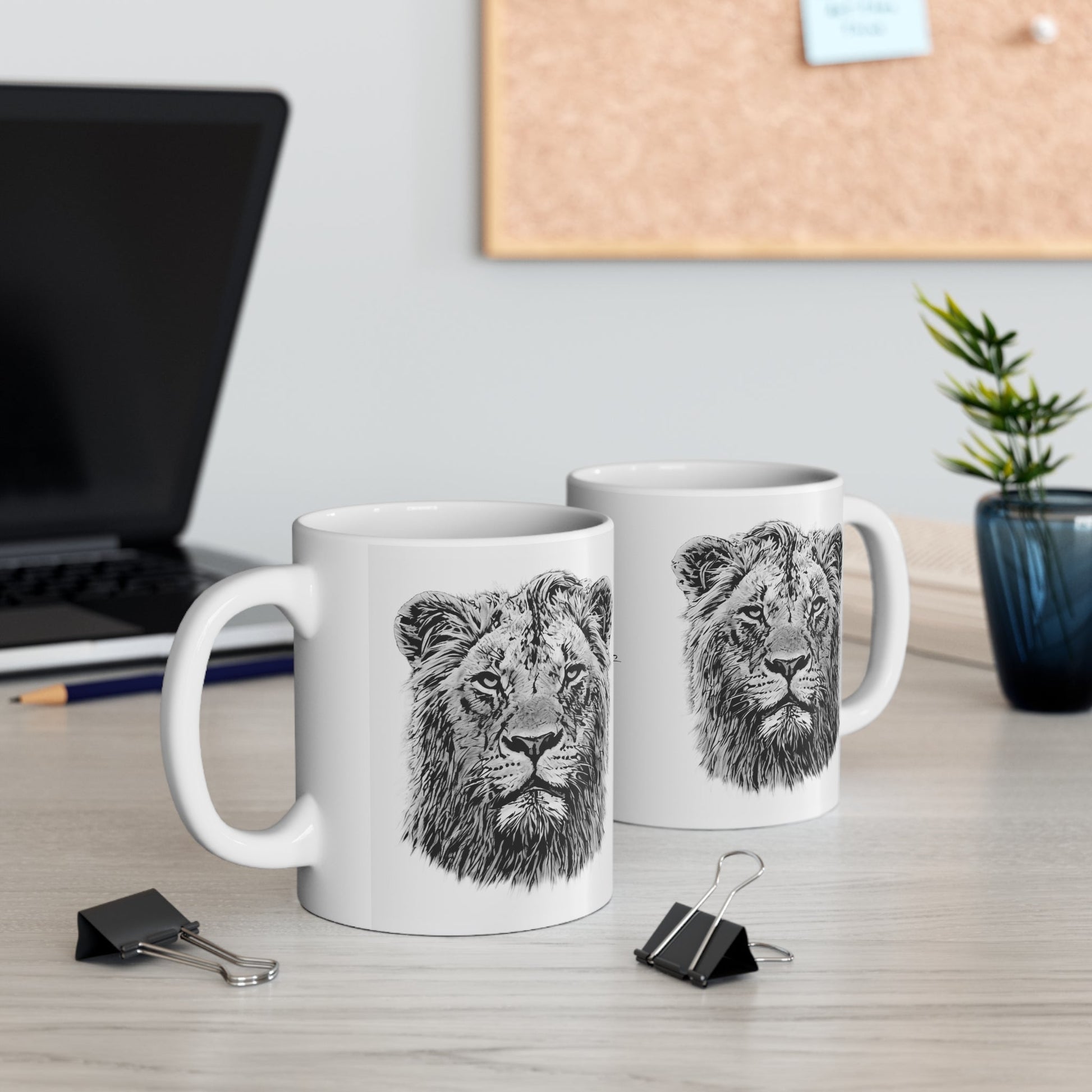 B&W Lion White Ceramic 11oz Mug - HD Printing