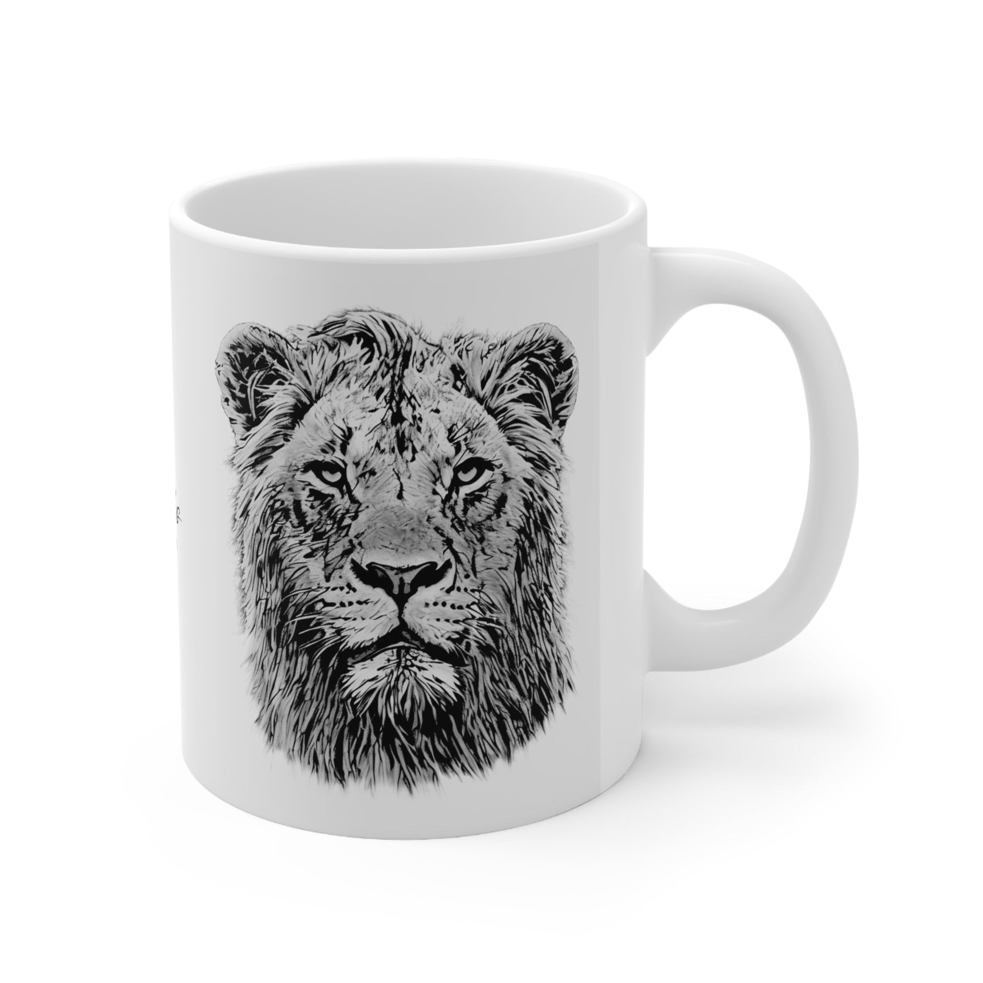 B&W Lion White Ceramic 11oz Mug - HD Printing