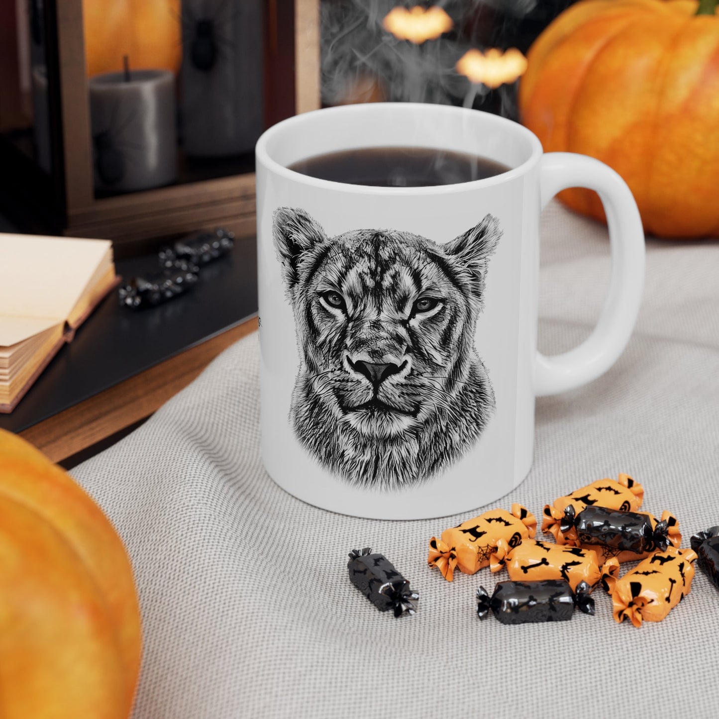 B&W Lioness White Ceramic 11oz Mug - HD Printing