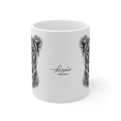 B&W Lioness White Ceramic 11oz Mug - HD Printing