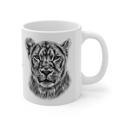 B&W Lioness White Ceramic 11oz Mug - HD Printing
