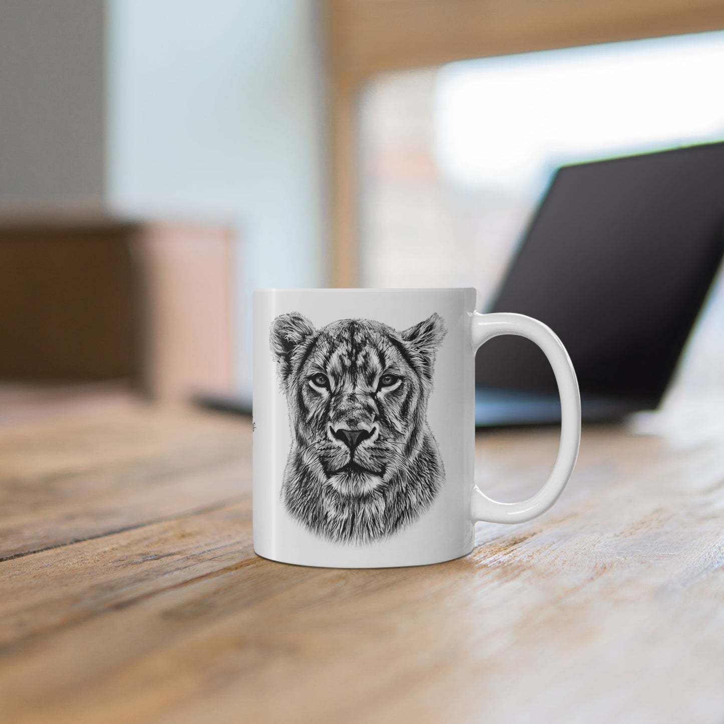 B&W Lioness White Ceramic 11oz Mug - HD Printing