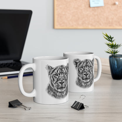 B&W Lioness White Ceramic 11oz Mug - HD Printing