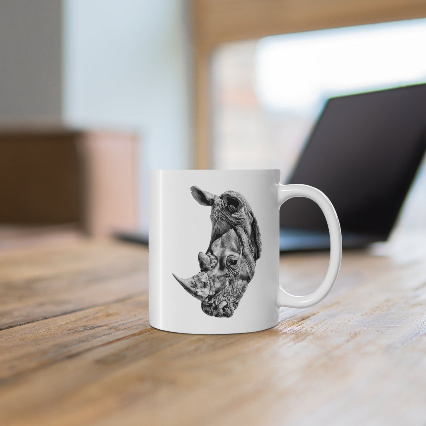 B&W Rhino Mug - HD Printing