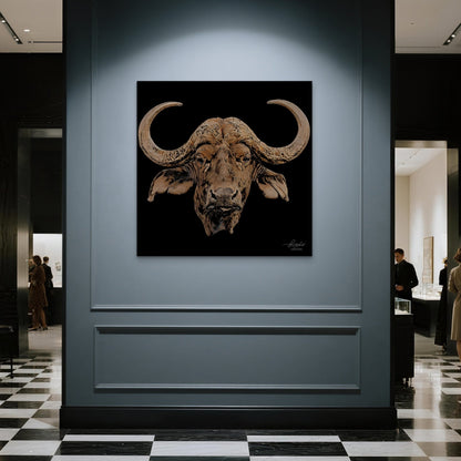 Cape Buffalo Indoor & Outdoor Black HD Silk Poster - HD Printing