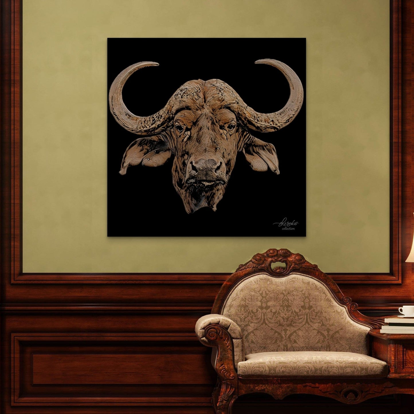 Cape Buffalo Indoor & Outdoor Black HD Silk Poster - HD Printing