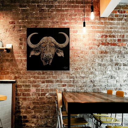 Cape Buffalo Indoor & Outdoor Black HD Silk Poster - HD Printing