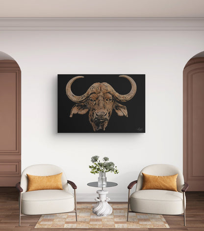 Cape Buffalo Indoor & Outdoor Black HD Silk Poster - HD Printing